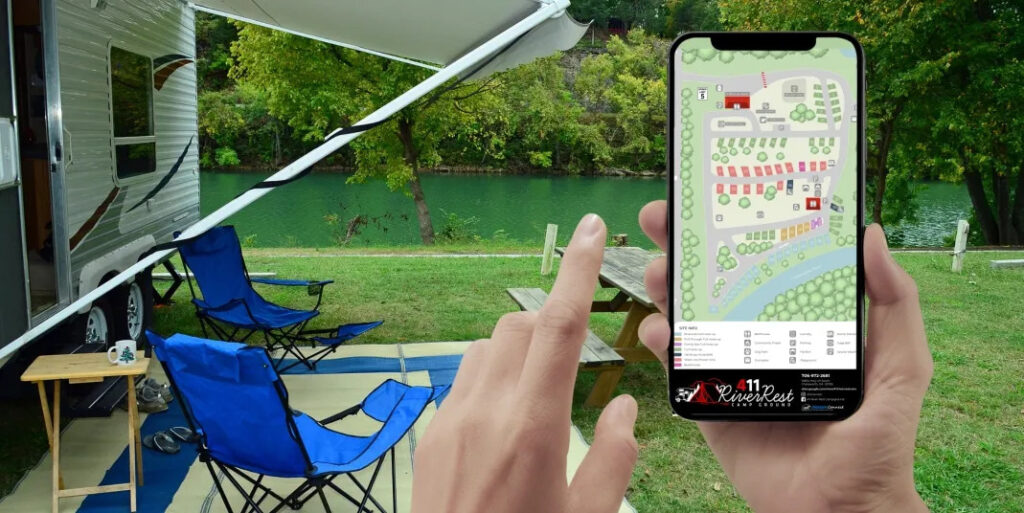 Campground site map on smartphone