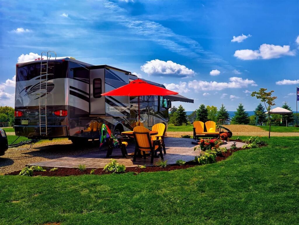 RV campsite with patio