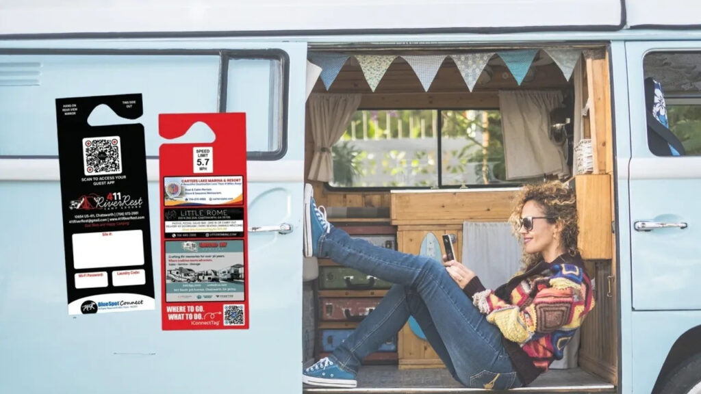 Camper using QR guest guide