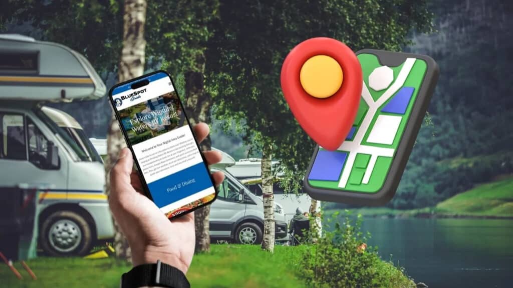 Mobile campground map and location pin