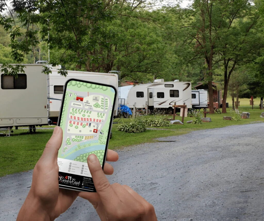 RV campground with mobile site map
